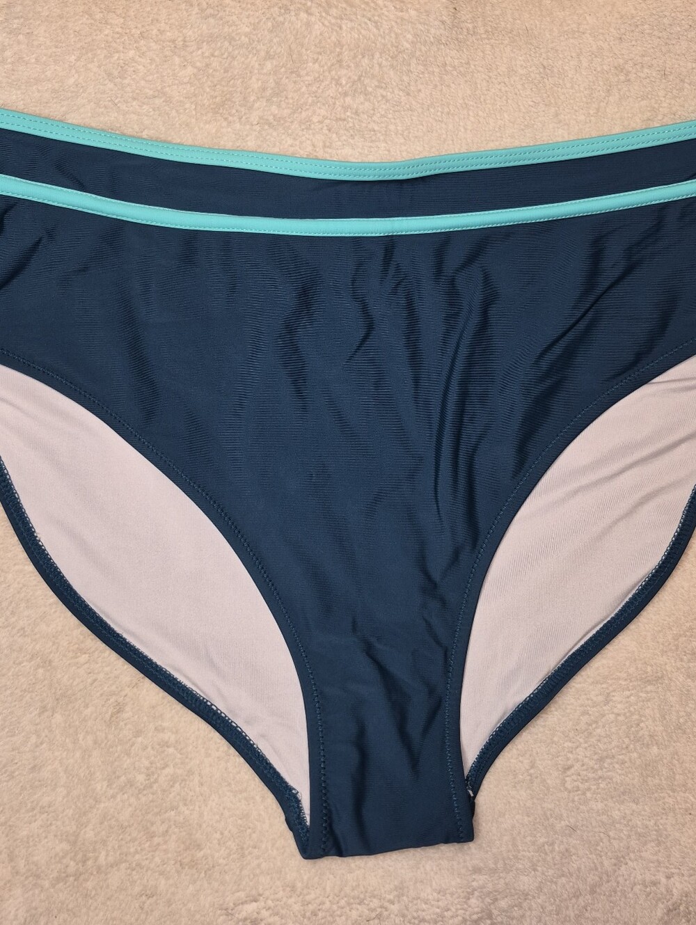 Blooming Jelly High-Rise Navy Bikini Bottom with Aqua Trim